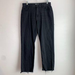 Forever 21 Black Raw Hem Straight Leg Jeans